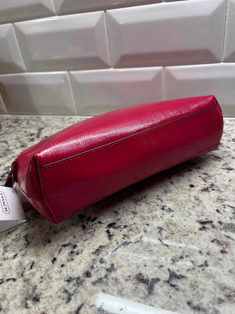 Coach Red Saffiano Patent Leather Cosmetic Case NWT - Picture 7 of 9